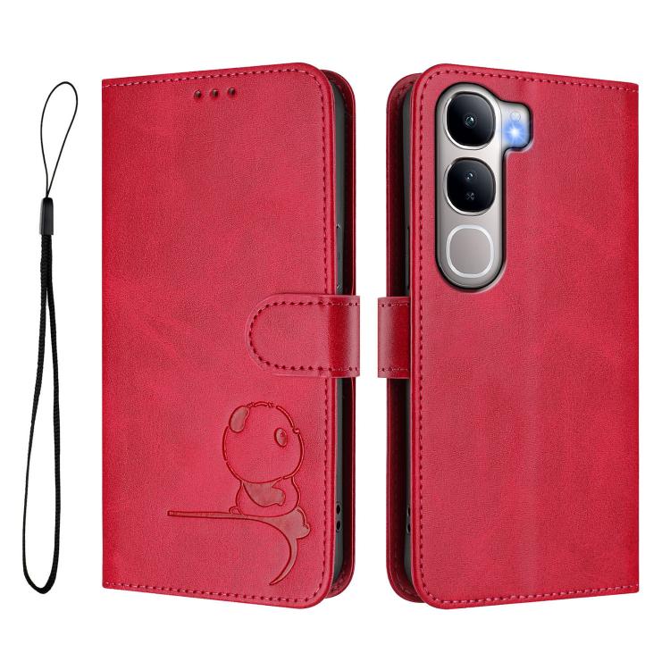 For vivo Y300 / V40 Lite 5G IDN Litter Panda Embossing RFID Leather Phone Case with Lanyard