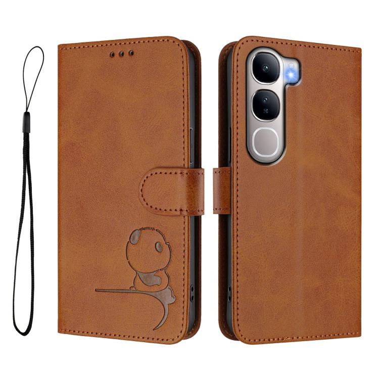 For vivo Y300 / V40 Lite 5G IDN Litter Panda Embossing RFID Leather Phone Case with Lanyard