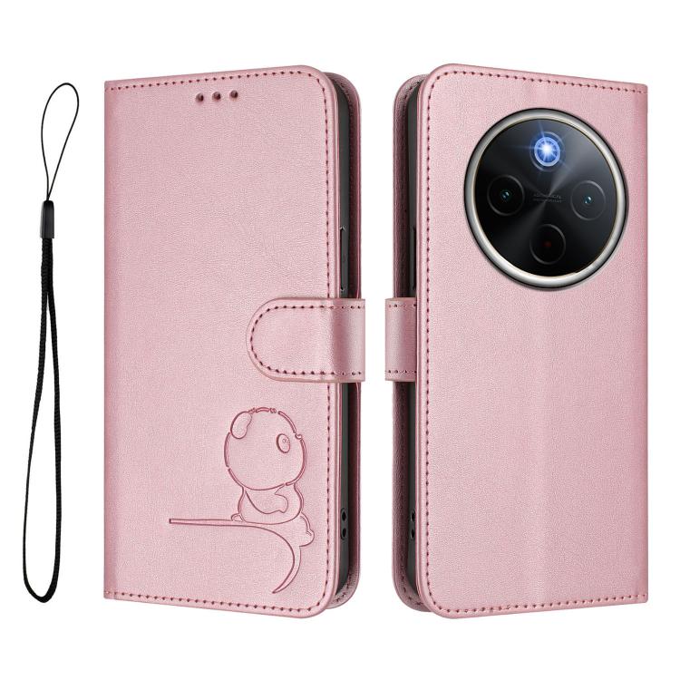 For vivo Y300 Pro+ / T4 / iQOO Z10 Litter Panda Embossing RFID Leather Phone Case with Lanyard