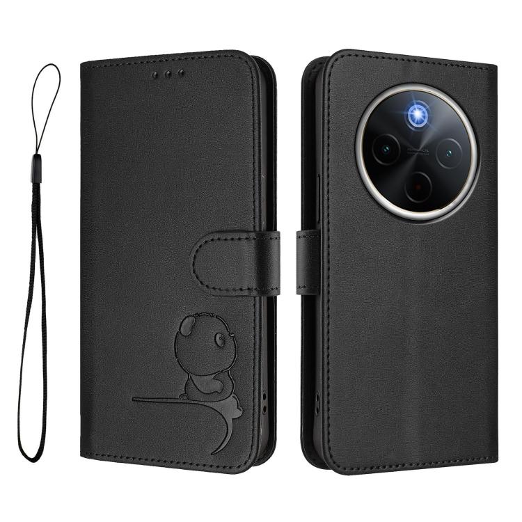 For vivo Y300 Pro+ / T4 / iQOO Z10 Litter Panda Embossing RFID Leather Phone Case with Lanyard