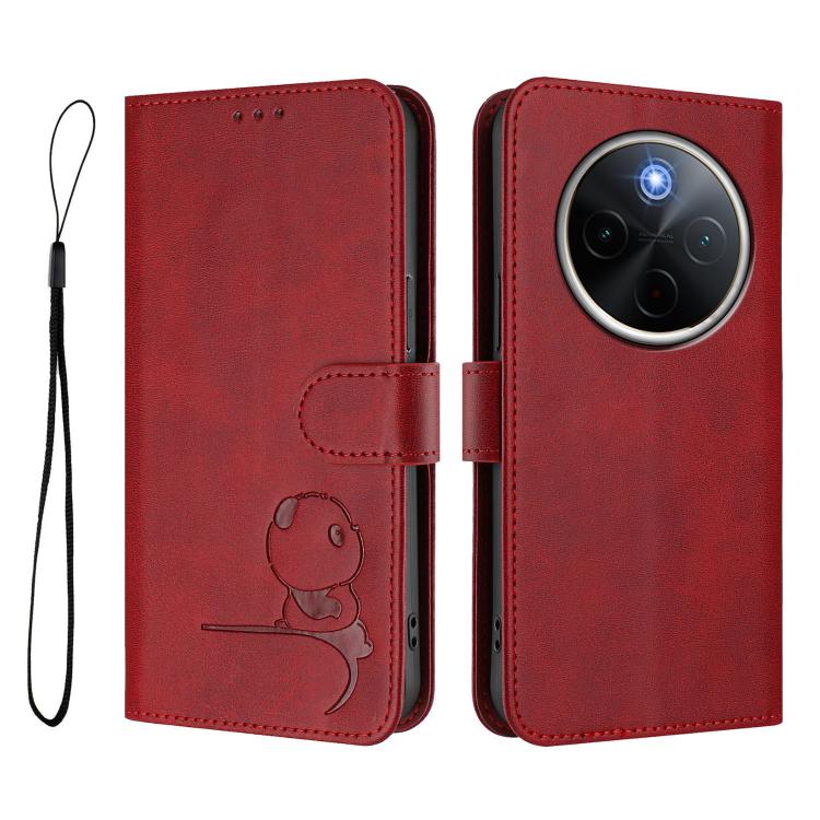 For vivo Y300 Pro+ / T4 / iQOO Z10 Litter Panda Embossing RFID Leather Phone Case with Lanyard