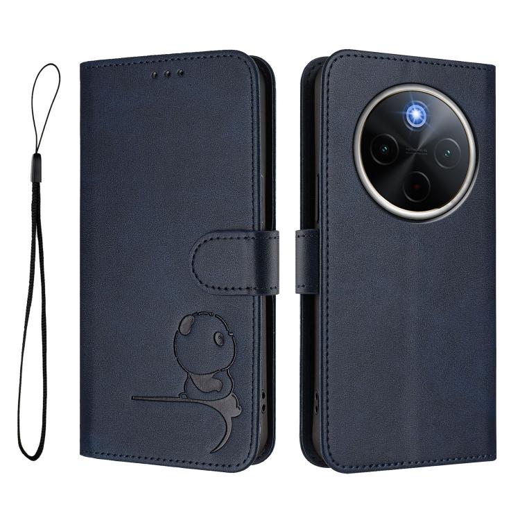 For vivo Y300 Pro+ / T4 / iQOO Z10 Litter Panda Embossing RFID Leather Phone Case with Lanyard