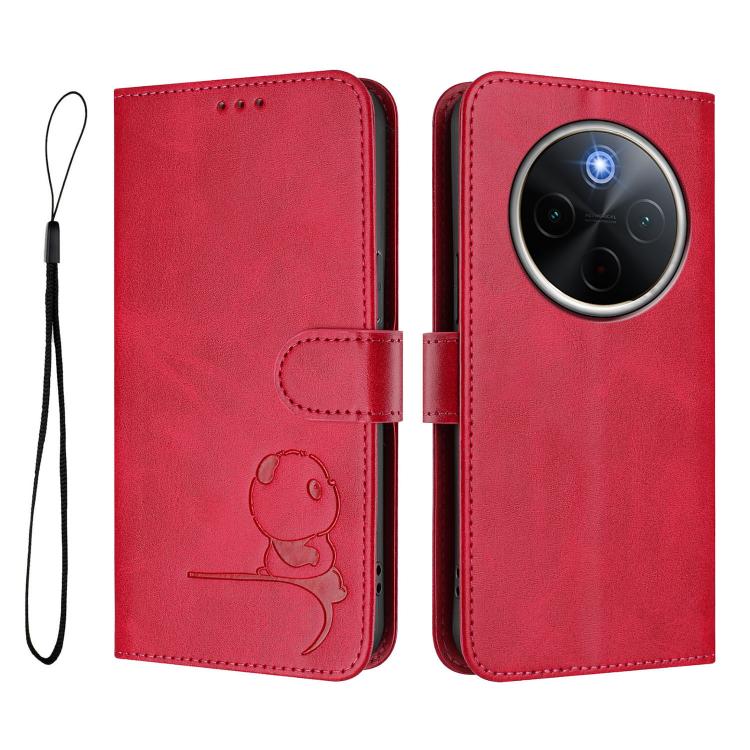 For vivo Y300 Pro+ / T4 / iQOO Z10 Litter Panda Embossing RFID Leather Phone Case with Lanyard