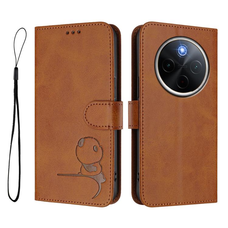 For vivo Y300 Pro+ / T4 / iQOO Z10 Litter Panda Embossing RFID Leather Phone Case with Lanyard