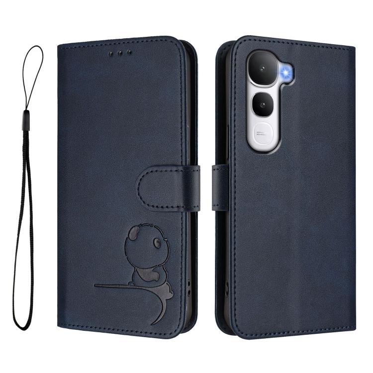 For vivo Y400 5G Litter Panda Embossing RFID Leather Phone Case with Lanyard