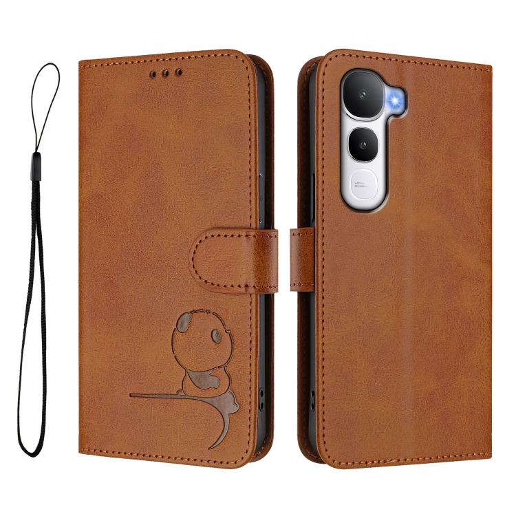 For vivo Y400 5G Litter Panda Embossing RFID Leather Phone Case with Lanyard