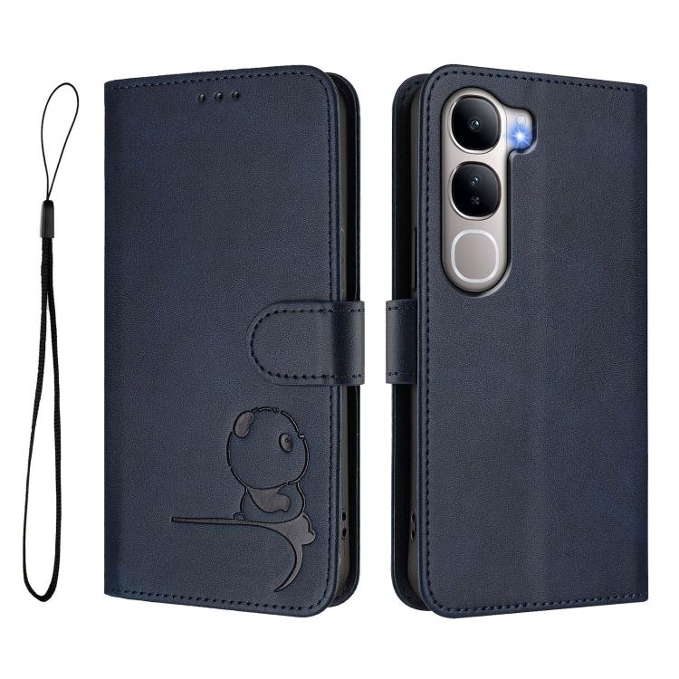 For vivo Y31 5G Global Litter Panda Embossing RFID Leather Phone Case with Lanyard