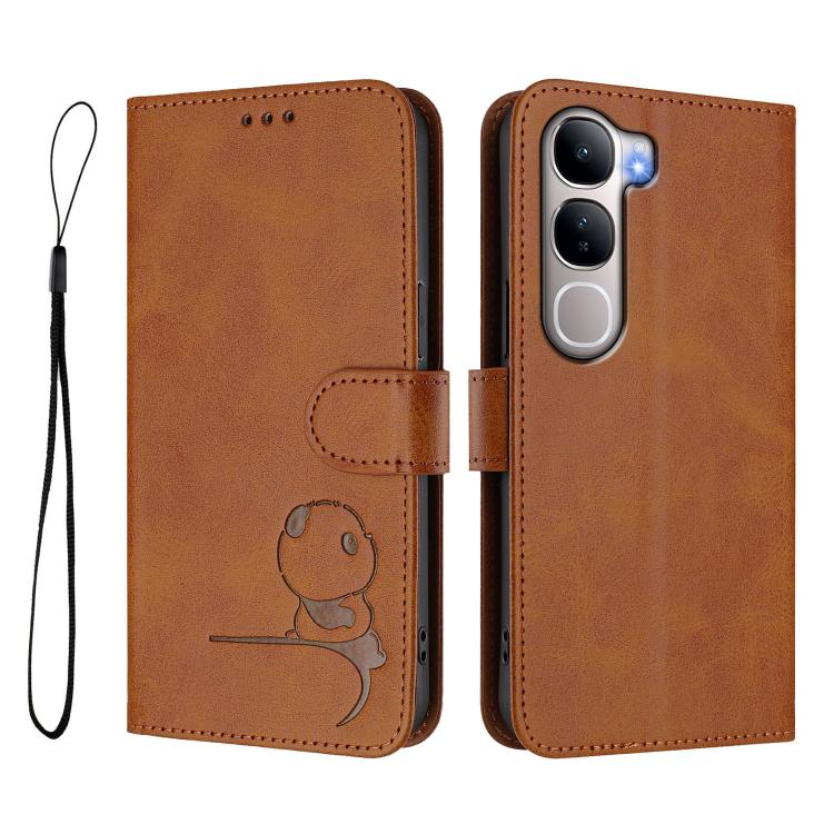 For vivo Y31 5G Global Litter Panda Embossing RFID Leather Phone Case with Lanyard