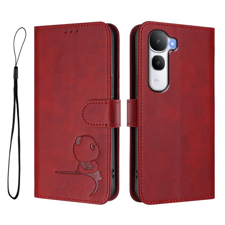 For vivo Y400 4G Litter Panda Embossing RFID Leather Phone Case with Lanyard