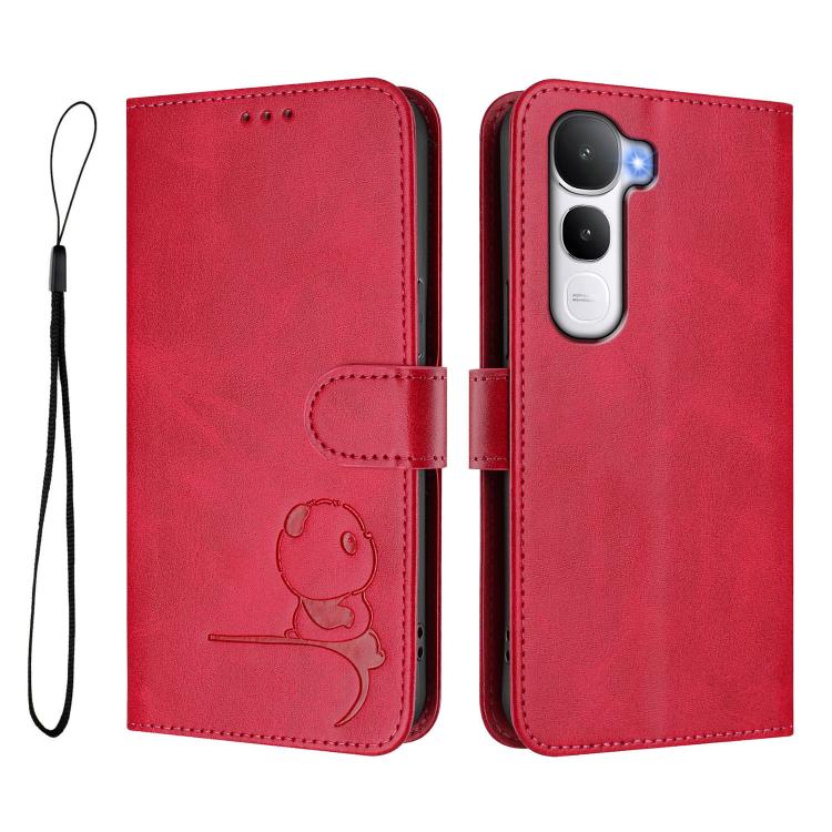 For vivo Y400 4G Litter Panda Embossing RFID Leather Phone Case with Lanyard