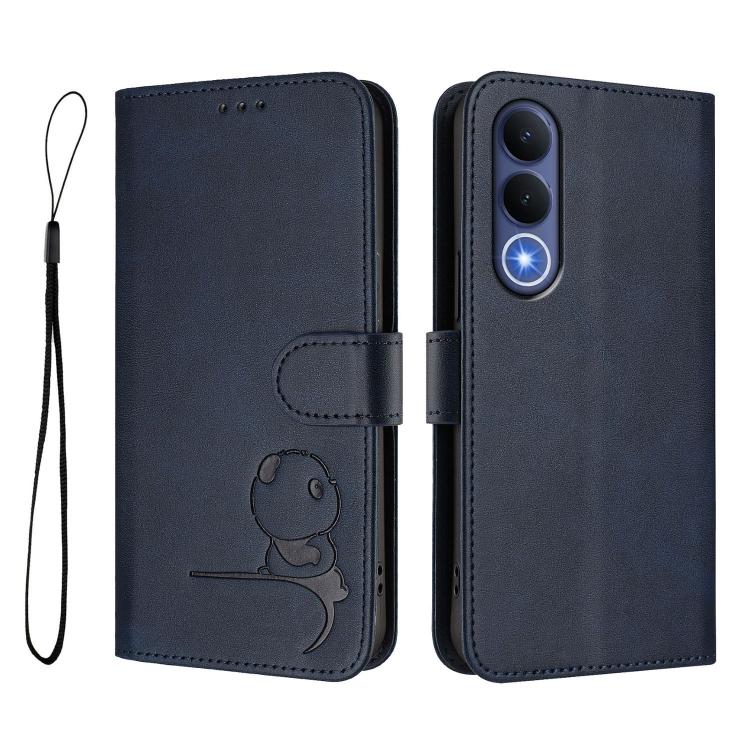 For vivo V70 FE 5G Litter Panda Embossing RFID Leather Phone Case with Lanyard