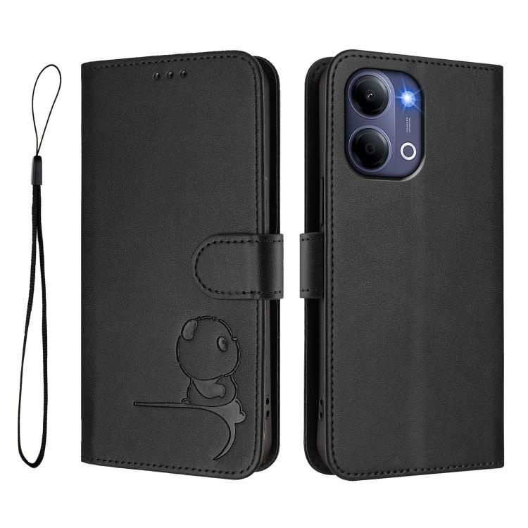 For vivo Y21 5G 2026 / Y05 4G Litter Panda Embossing RFID Leather Phone Case with Lanyard