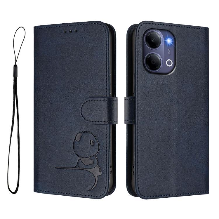 For vivo Y21 5G 2026 / Y05 4G Litter Panda Embossing RFID Leather Phone Case with Lanyard