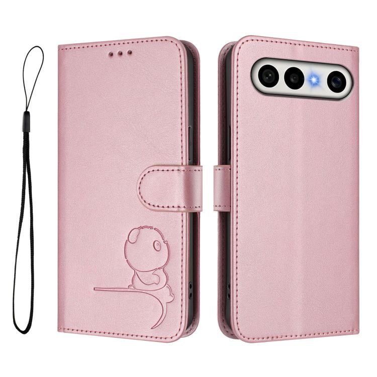 For vivo X300 FE 5G Russia / Zeiss Litter Panda Embossing RFID Leather Phone Case with Lanyard