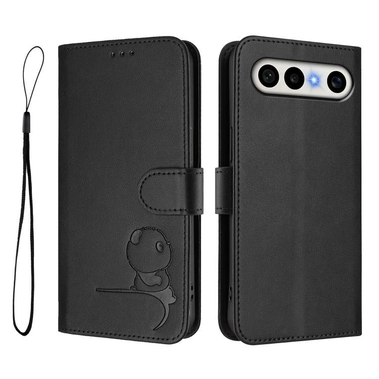 For vivo X300 FE 5G Russia / Zeiss Litter Panda Embossing RFID Leather Phone Case with Lanyard