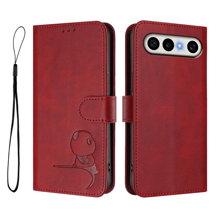 For vivo X300 FE 5G Russia / Zeiss Litter Panda Embossing RFID Leather Phone Case with Lanyard