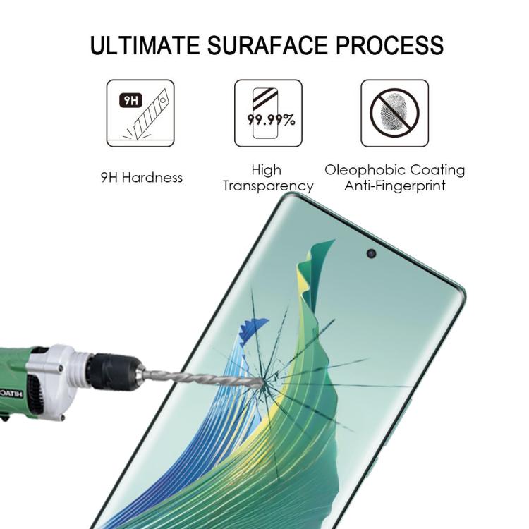 For Honor Magic5 Lite Full Glue 9H HD 3D Curved Edge Tempered Glass Film - Black
