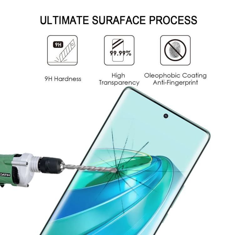 For Honor X9a 2023 Full Glue 9H HD 3D Curved Edge Tempered Glass Film - Black