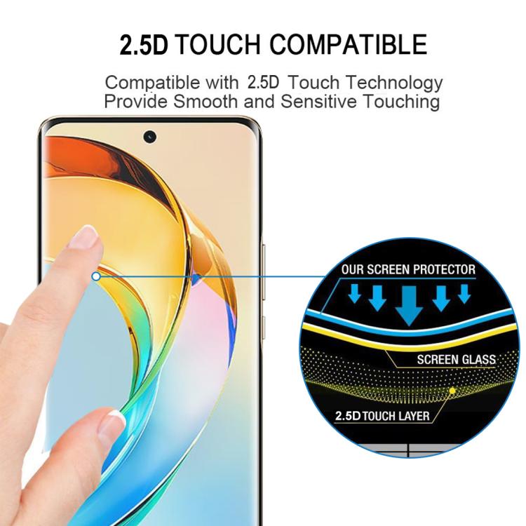 For Honor X50 Full Glue 9H HD 3D Curved Edge Tempered Glass Film - Black