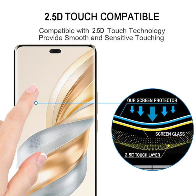 For Honor X60 Pro Full Glue 9H HD 3D Curved Edge Tempered Glass Film - Black