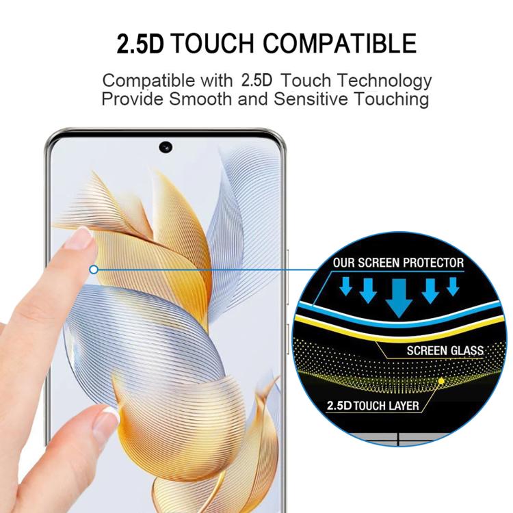 For Honor 400 Pro Global 160.8mm Full Glue 9H HD 3D Curved Edge Tempered Glass Film - Black