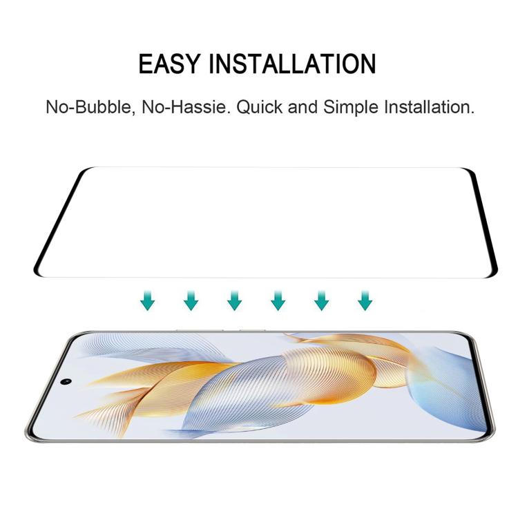 For Honor 400 Pro Global 160.8mm Full Glue 9H HD 3D Curved Edge Tempered Glass Film - Black