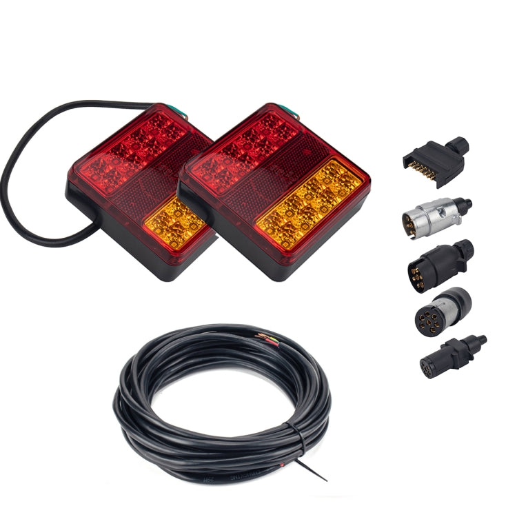 2 PCS Trailer / Truck B-type Square Shape 22LEDs Tail Light with License Plate Light Set