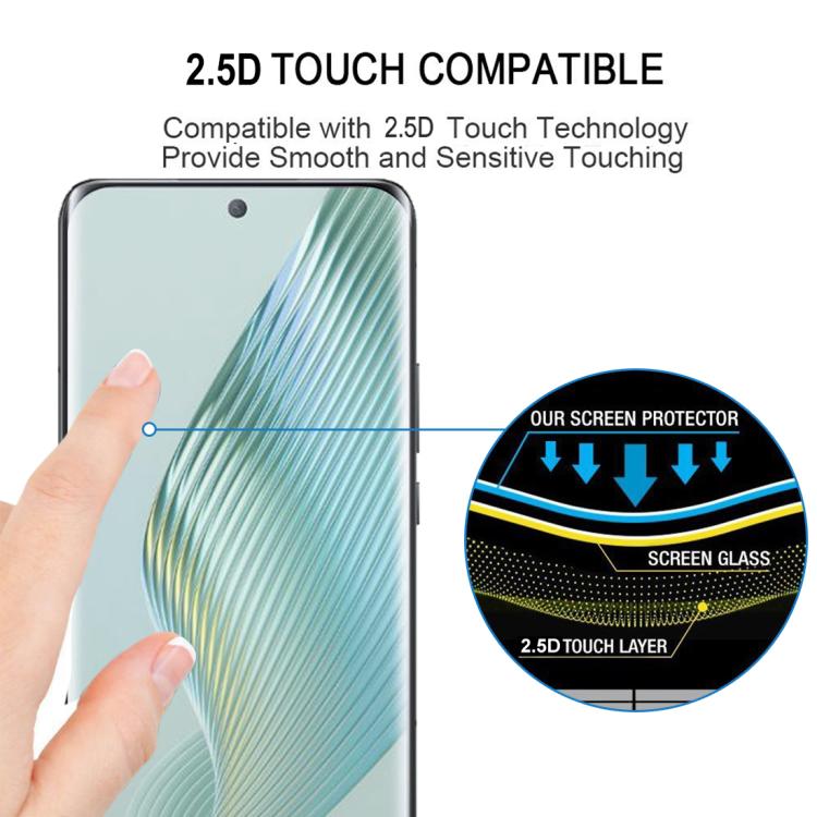 For Honor Magic5 25pcs Full Glue 9H HD 3D Curved Edge Tempered Glass Film - Black