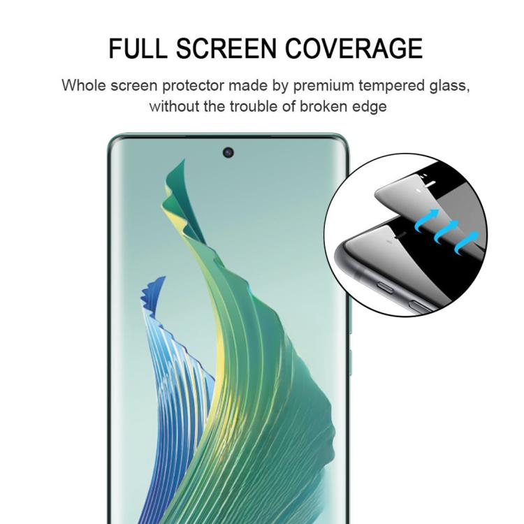 For Honor Magic5 Lite 25pcs Full Glue 9H HD 3D Curved Edge Tempered Glass Film - Black