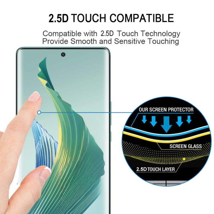 For Honor Magic5 Lite 25pcs Full Glue 9H HD 3D Curved Edge Tempered Glass Film - Black