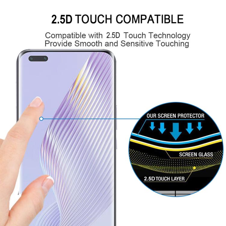 For Honor Magic5 Pro 25pcs Full Glue 9H HD 3D Curved Edge Tempered Glass Film - Black