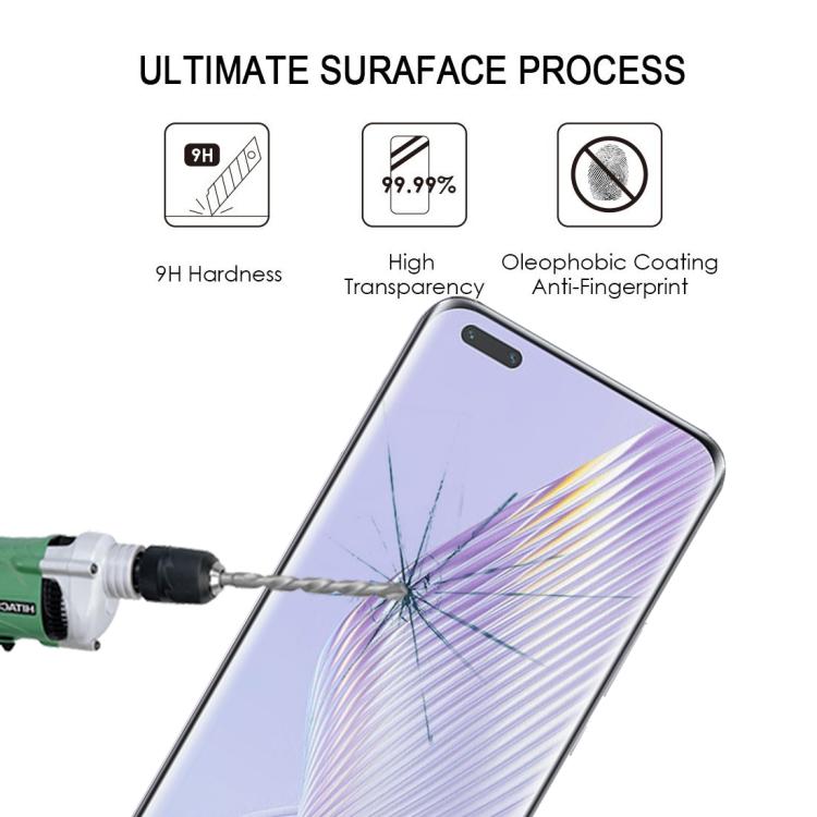 For Honor Magic5 Pro 25pcs Full Glue 9H HD 3D Curved Edge Tempered Glass Film - Black