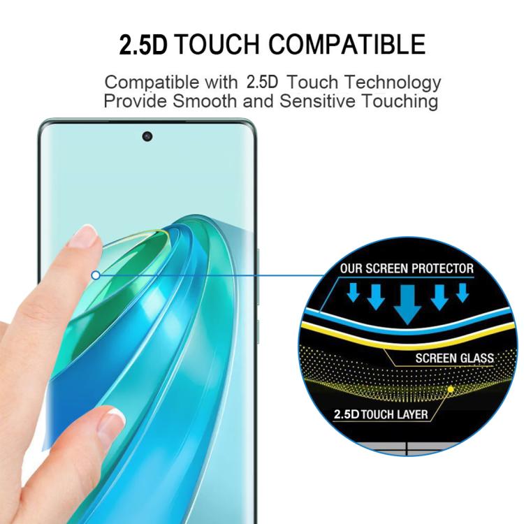 For Honor X9a 2023 25pcs Full Glue 9H HD 3D Curved Edge Tempered Glass Film - Black