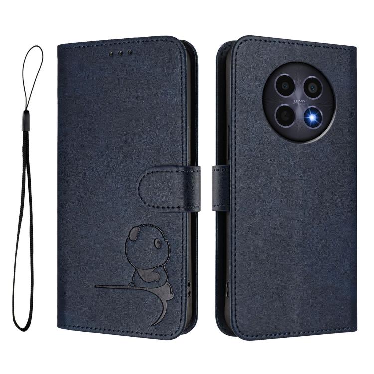 For Realme 12 5G / 12x Global / 12x India Litter Panda Embossing RFID Leather Phone Case with Lanyard