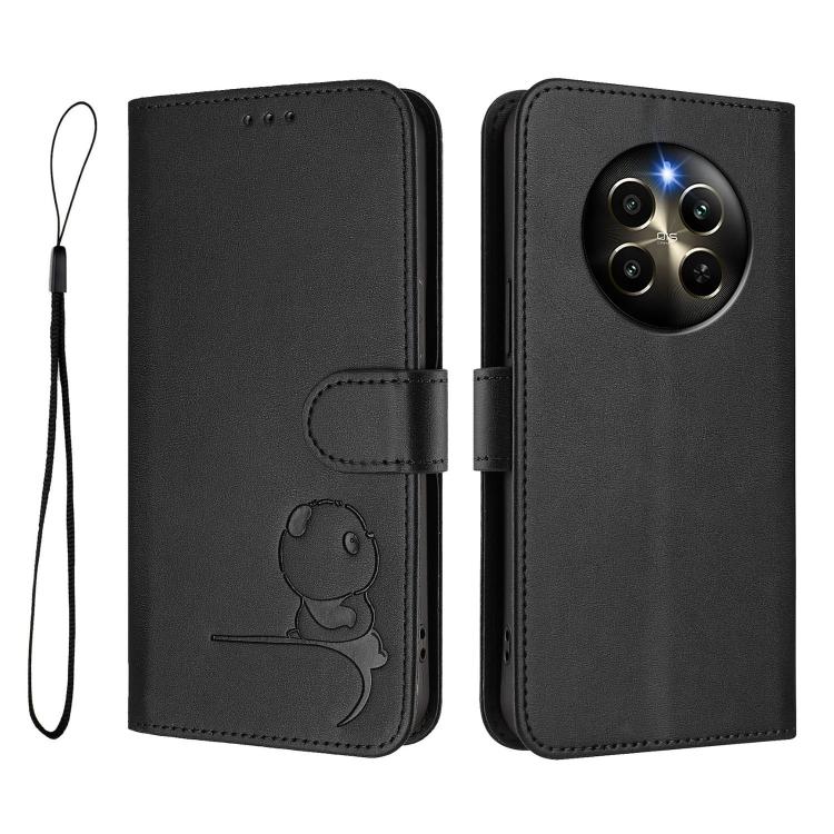 For Realme 12 Pro / 12 Pro+ / P1 Pro Litter Panda Embossing RFID Leather Phone Case with Lanyard