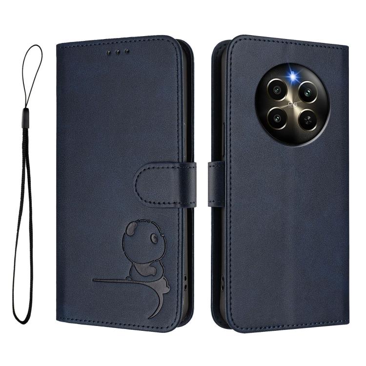 For Realme 12 Pro / 12 Pro+ / P1 Pro Litter Panda Embossing RFID Leather Phone Case with Lanyard