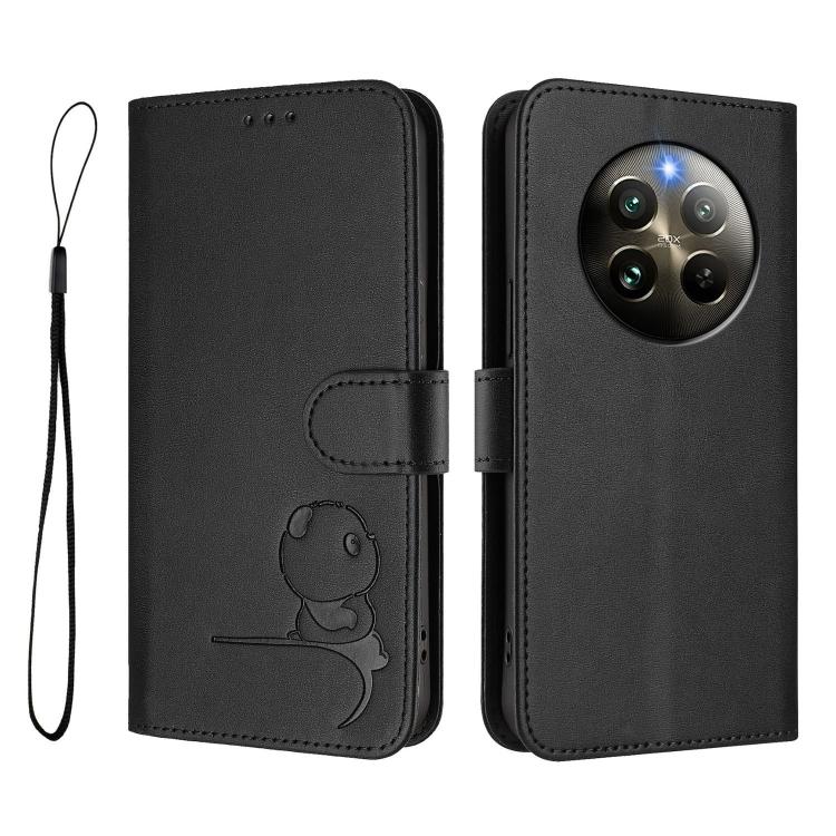 For Realme 13 4G / 12 4G / 12+ / P1 Litter Panda Embossing RFID Leather Phone Case with Lanyard
