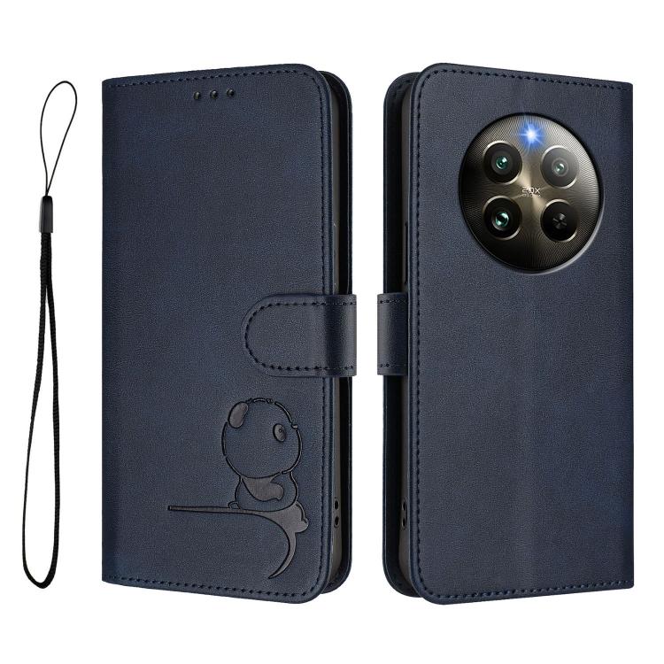 For Realme 13 4G / 12 4G / 12+ / P1 Litter Panda Embossing RFID Leather Phone Case with Lanyard