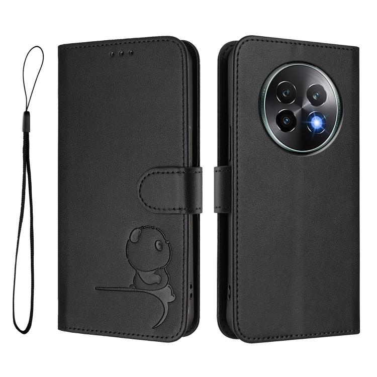 For Realme 13+ Litter Panda Embossing RFID Leather Phone Case with Lanyard