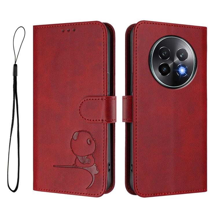 For Realme 13+ Litter Panda Embossing RFID Leather Phone Case with Lanyard