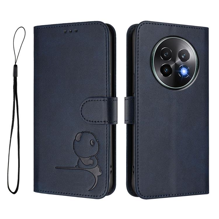 For Realme 13+ Litter Panda Embossing RFID Leather Phone Case with Lanyard