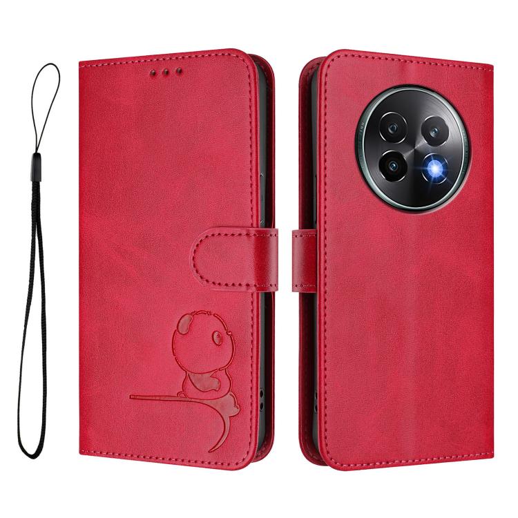 For Realme 13+ Litter Panda Embossing RFID Leather Phone Case with Lanyard