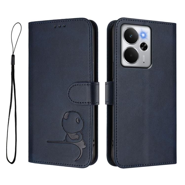 For Realme 14 / P3 / 14T 5G Litter Panda Embossing RFID Leather Phone Case with Lanyard