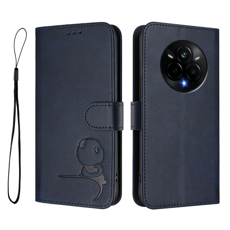 For Realme 14 Pro Litter Panda Embossing RFID Leather Phone Case with Lanyard