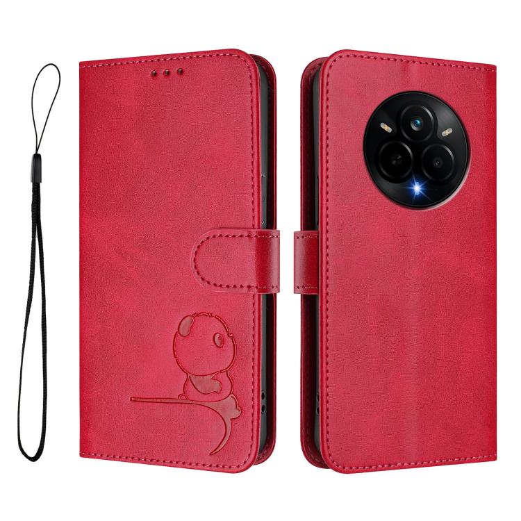For Realme 14 Pro Litter Panda Embossing RFID Leather Phone Case with Lanyard