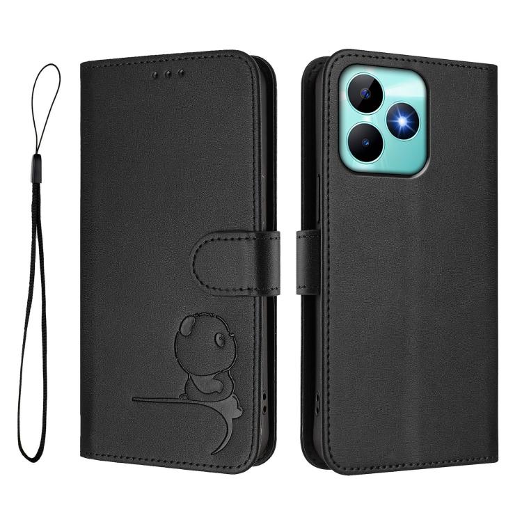 For Realme C53 / C51 / C53 India Litter Panda Embossing RFID Leather Phone Case with Lanyard