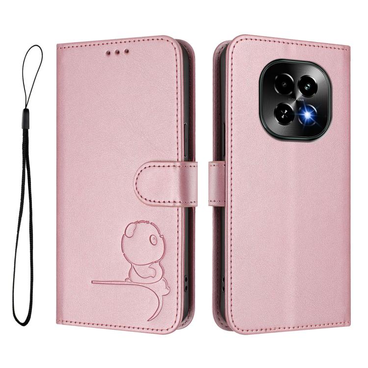 For Realme C63 5G Litter Panda Embossing RFID Leather Phone Case with Lanyard
