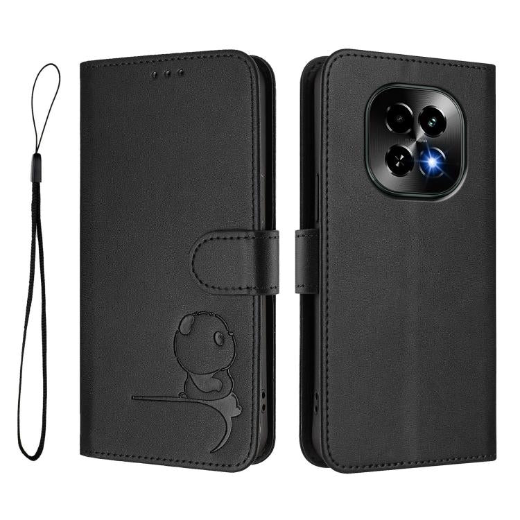 For Realme C63 5G Litter Panda Embossing RFID Leather Phone Case with Lanyard