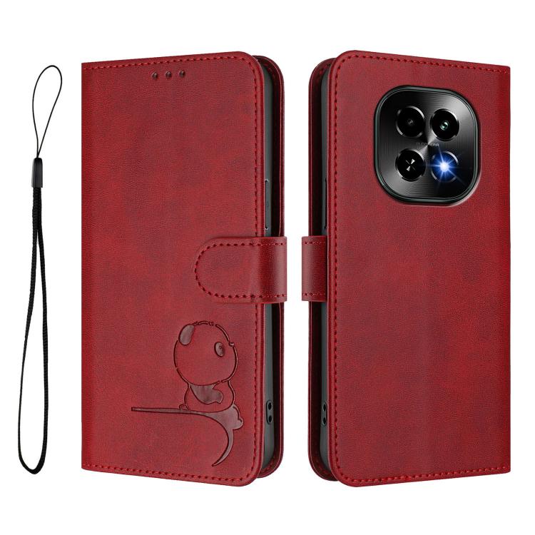 For Realme C63 5G Litter Panda Embossing RFID Leather Phone Case with Lanyard