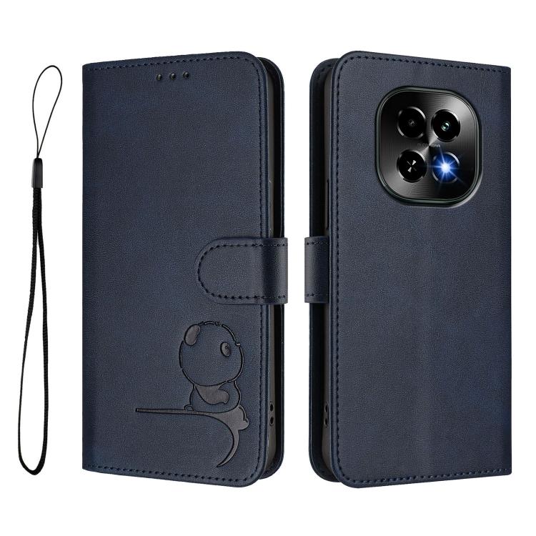 For Realme C63 5G Litter Panda Embossing RFID Leather Phone Case with Lanyard